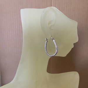 NWOT Genuine (not gold filled, not plated) 14K White Gold "Ridge" Hoop Earrings